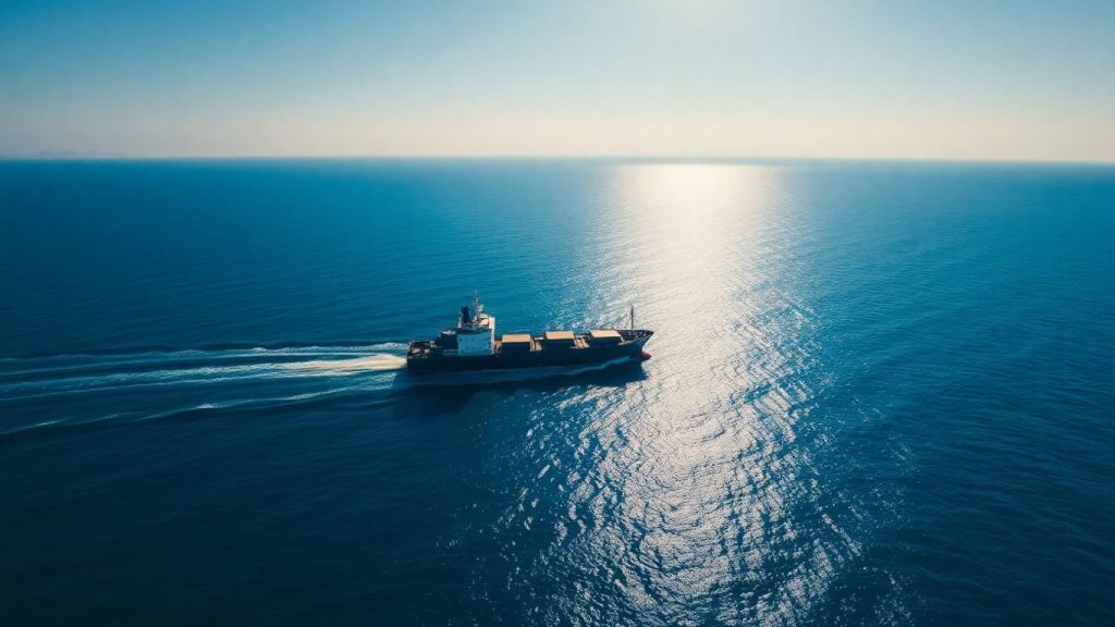 Navă cargo pe oceanul albastru